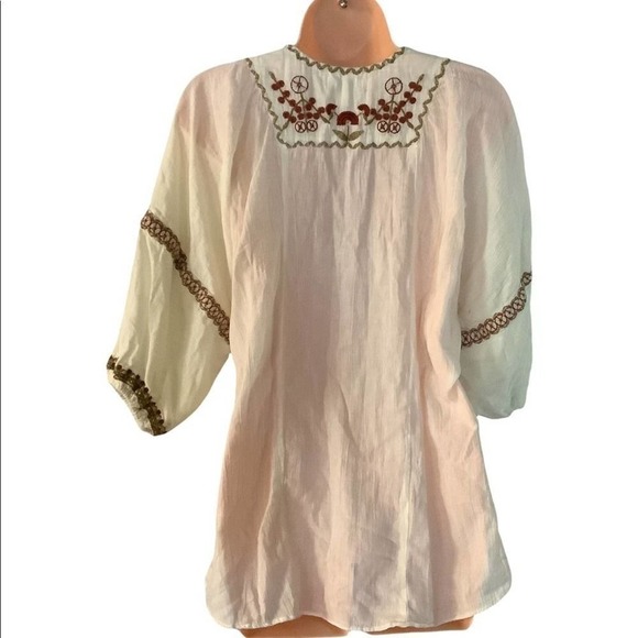 Max Studio square neck boho 100% cotton blouse sizes S - Picture 4 of 5